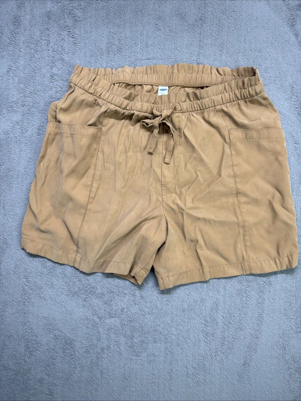 Old Navy L Brown High-Rise Paperbag Pull-On Drawstring Tie Front Shorts EUC